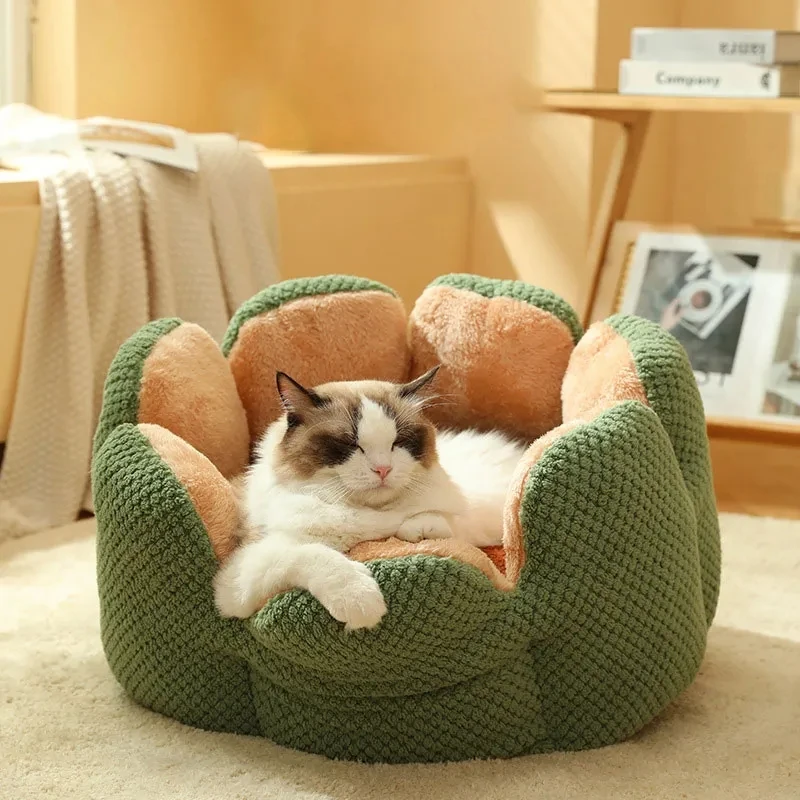 Casa redonda de lana Coral blando para gatos, cama para mascotas para perros pequeños y medianos, cesta para gatos, sofá para dormir para cachorros, ropa de cama cómoda para animales - imagen 2