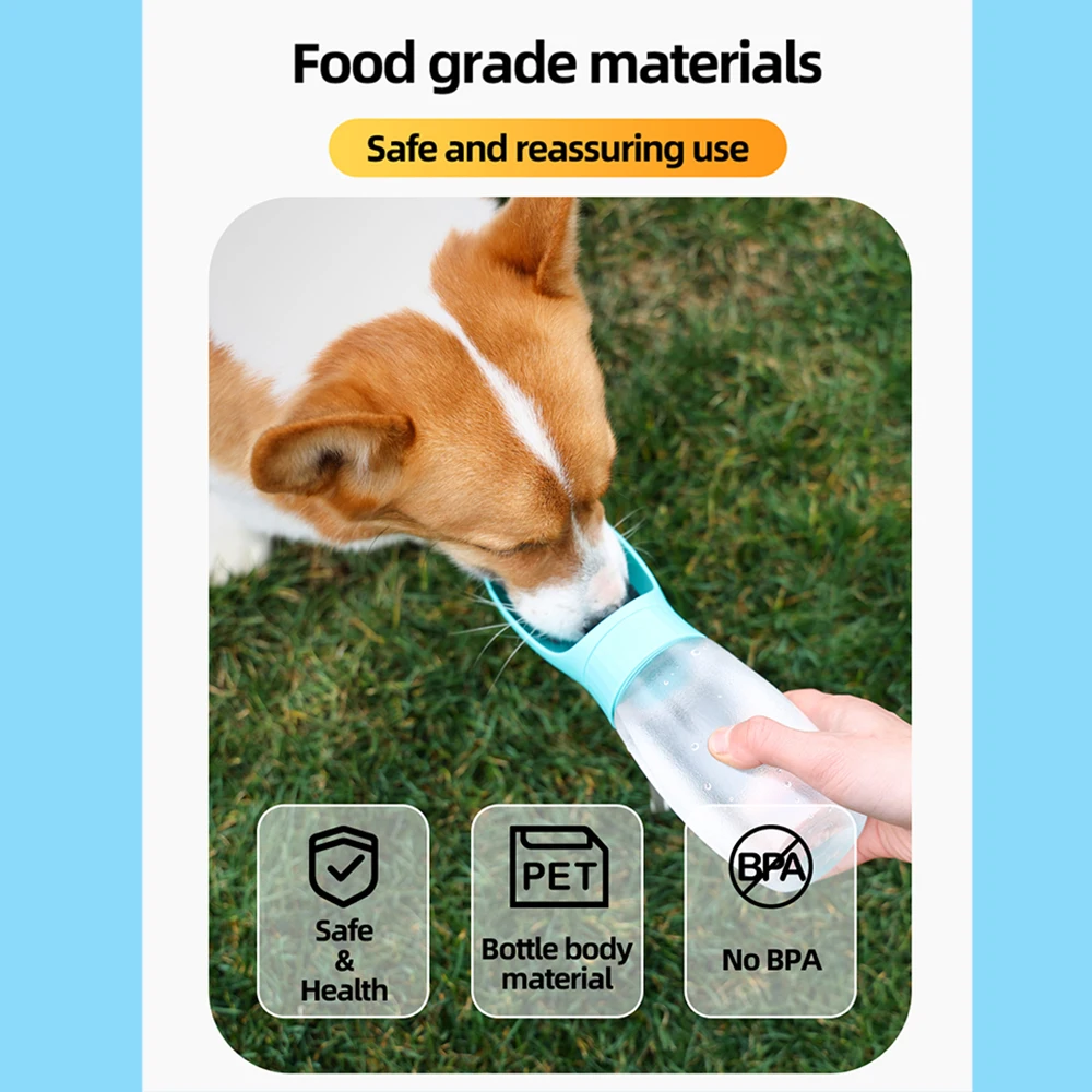 Botella de agua para cachorros, cuencos portátiles para beber para perros pequeños y grandes, dispensador de agua para mascotas a prueba de fugas para exteriores, suministros para Pug