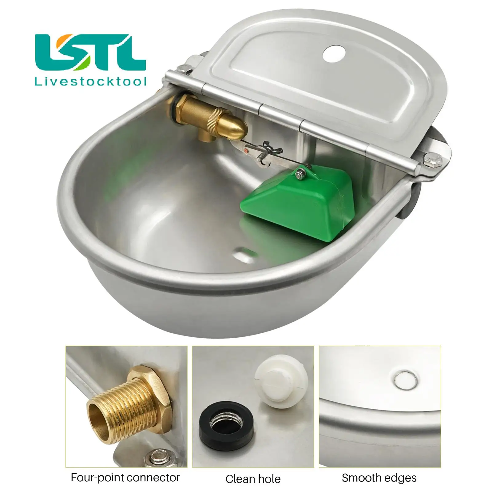 Bebedero de agua de acero inoxidable para perros, caballos y vacos, con válvula de cobre o solo accesorio de válvula de cobre, flotador automático para cultivo - imagen 3