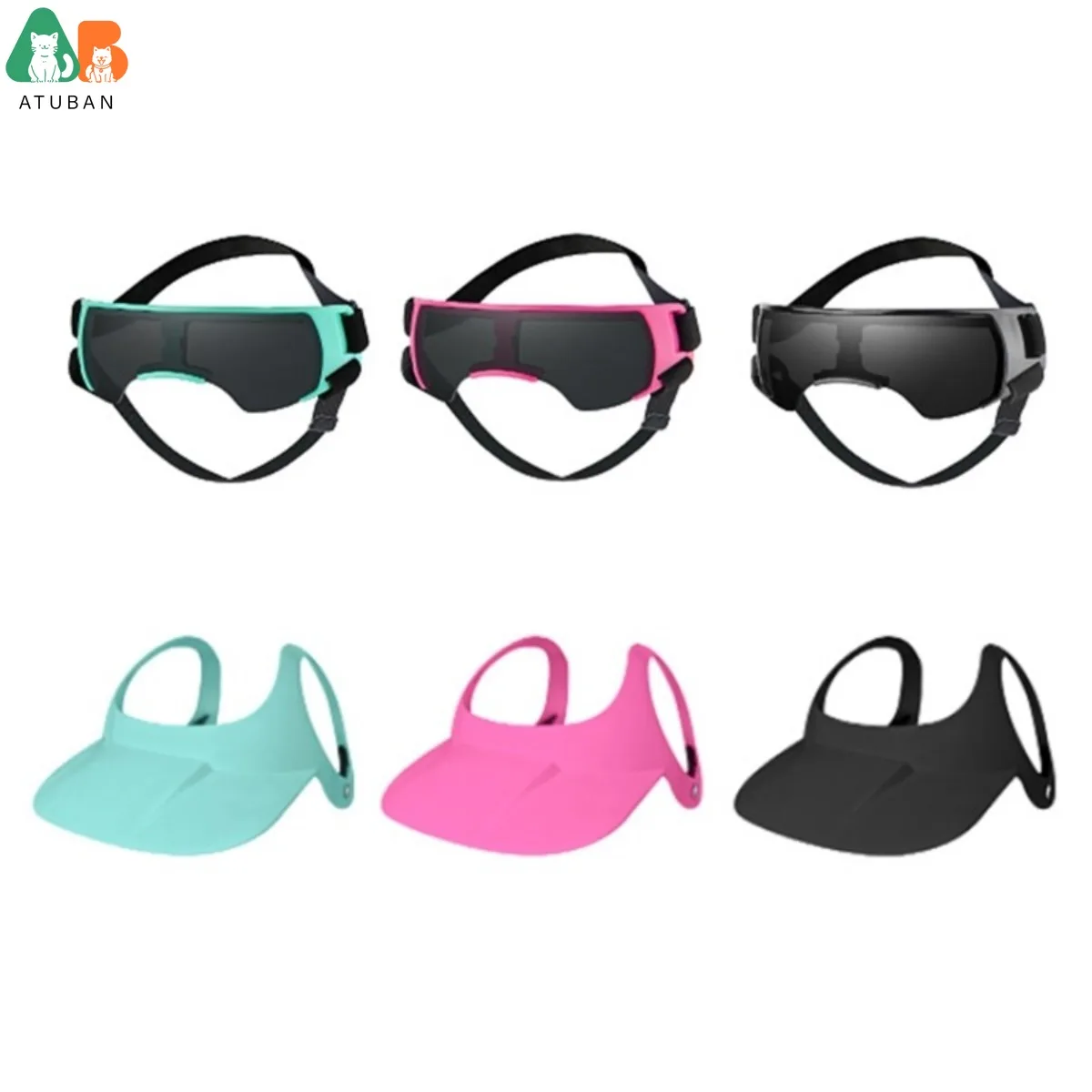 ATUBAN Equipo solar para perros, gafas y casco ajustables, protege de la nieve y el sol, perfecto para propietarios activos de mascotas, orificios ajustables - imagen 3