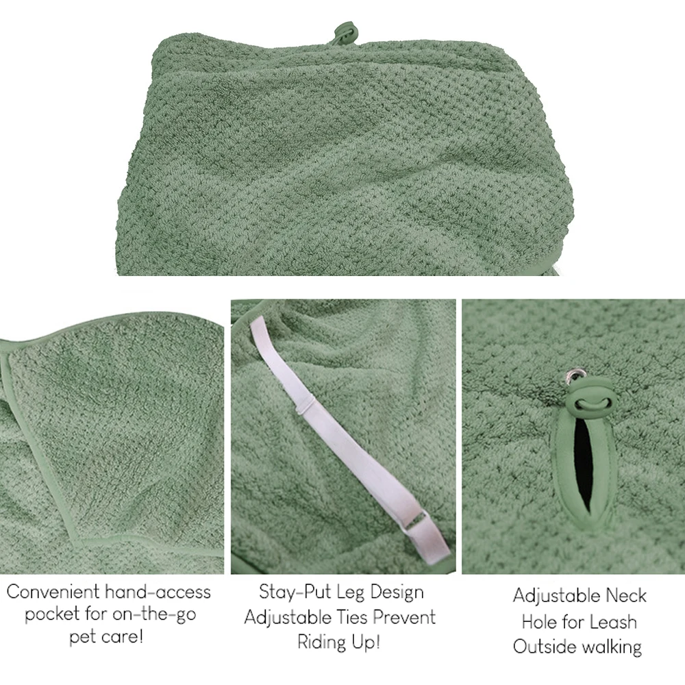 Albornoz para perro, abrigo súper absorbente de secado rápido para perro, albornoz suave y cómodo para perros pequeños, medianos y grandes, abrigo cálido para exteriores - imagen 4