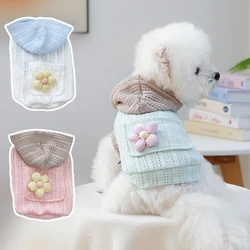 Suéter de punto floral transpirable para perros y gatos