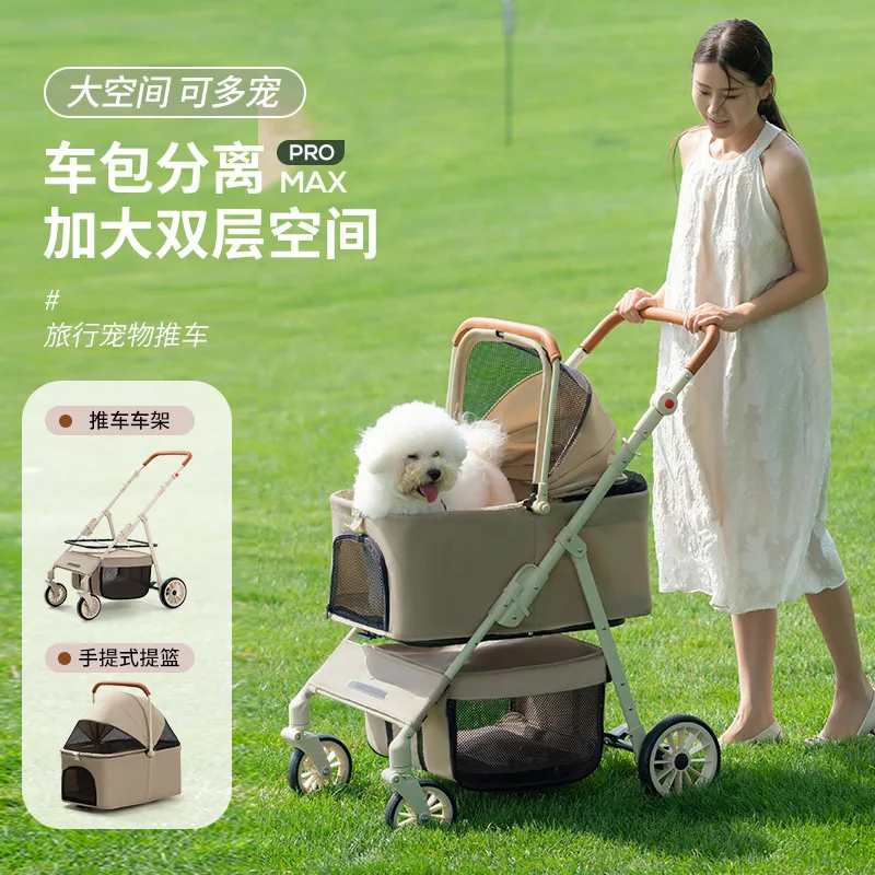 Carrito plegable para perros y gatos con cesta desmontable - imagen 3