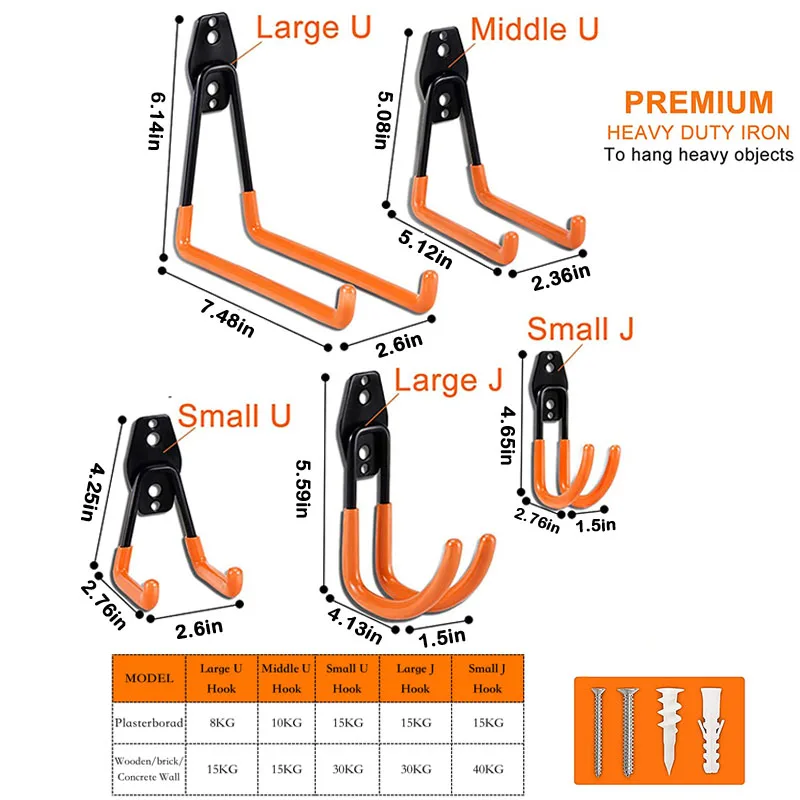 Soporte para colgar bicicletas, gancho de Metal resistente, ganchos organizadores antideslizantes, montaje en pared, almacenamiento de garaje, organizador de Clip colgante para bicicletas - imagen 2