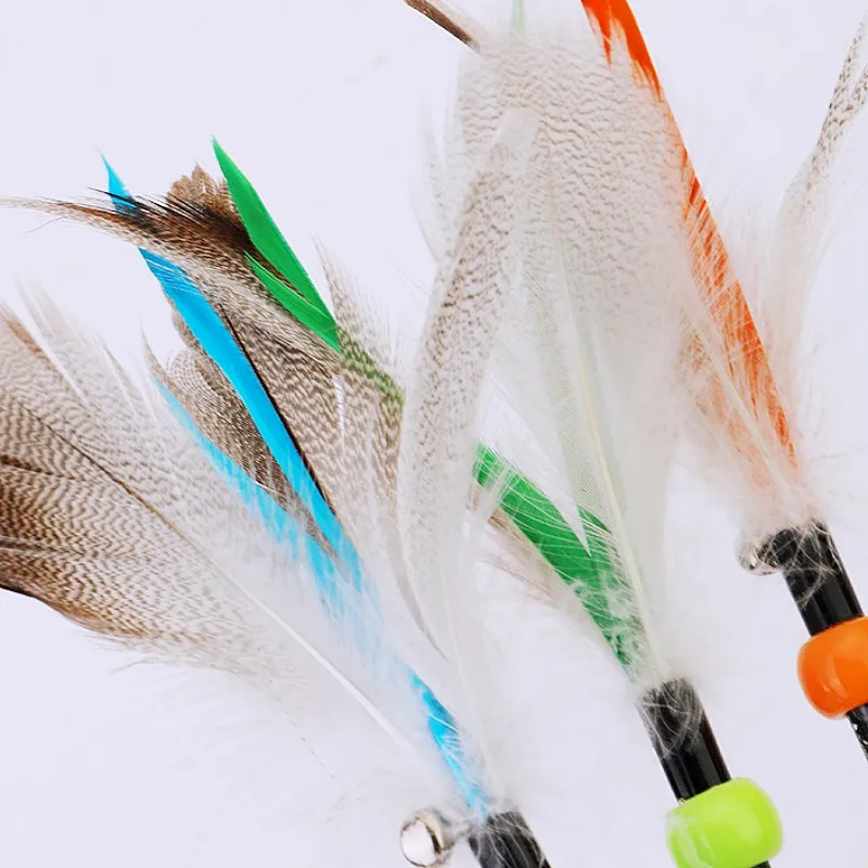 Juguete interactivo con borla de plumas para gatos, suministros para mascotas, palos de mango largo - imagen 4
