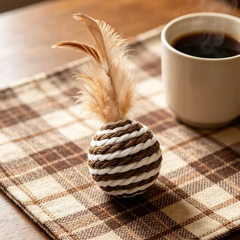 Juguetes interactivos de plumas y sisal para gatos – Sin aburrimiento - imagen 4