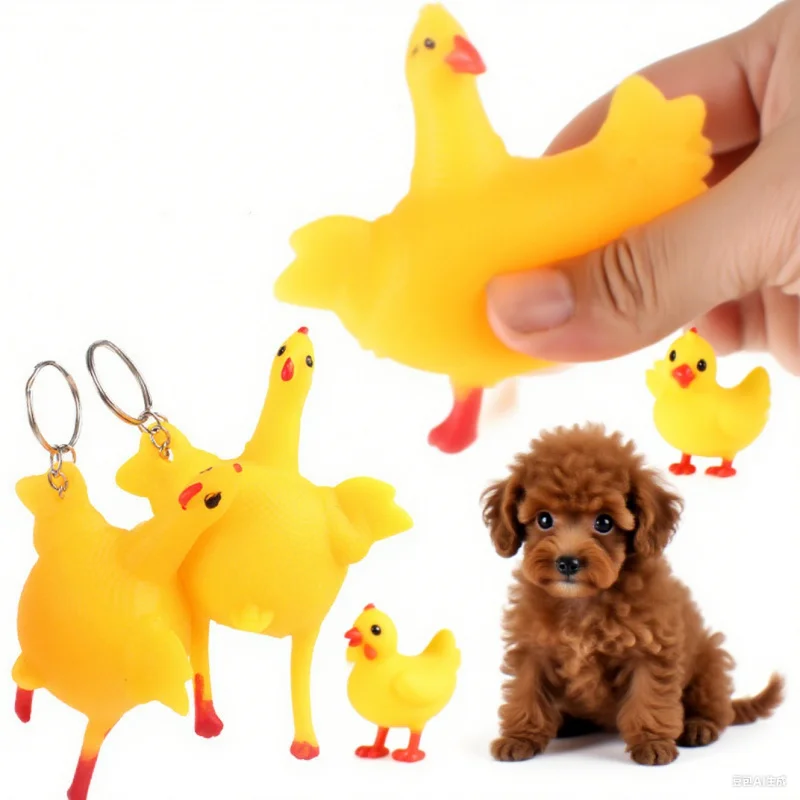 Novedad, juguete para apretar con forma de pollo para mascotas, juguete interactivo antiestrés para masticar para perros, divertido juguete para aliviar el estrés y morder