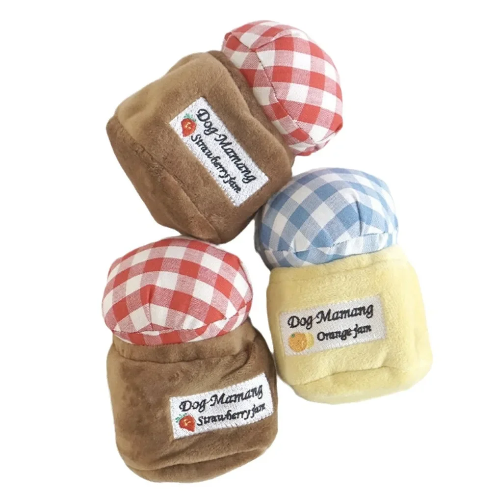 Lindo juguete de peluche de dibujos animados enlatados de mermelada para mascotas con sonido y comida oculta, comida lenta, BB llamado mascotas, cachorro, juguetes para perros pequeños - imagen 5