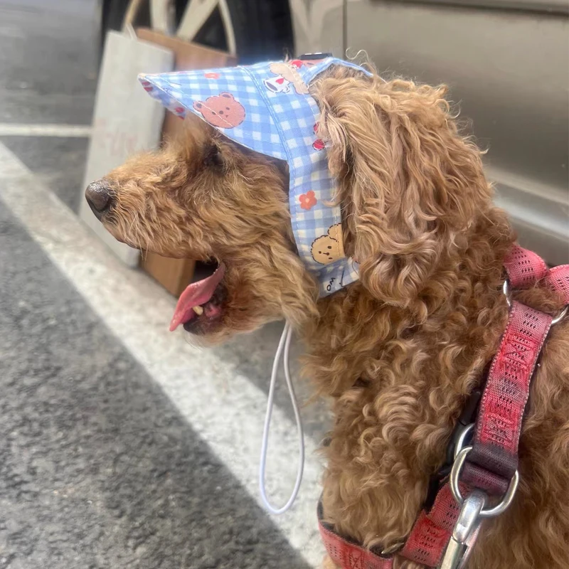 Protector solar de verano para perros pequeños, gorro ajustable con agujeros para las orejas para exteriores, estilo Ins, para Teddy, Yorkshire, Kawaii, para Bichon Frise - imagen 2