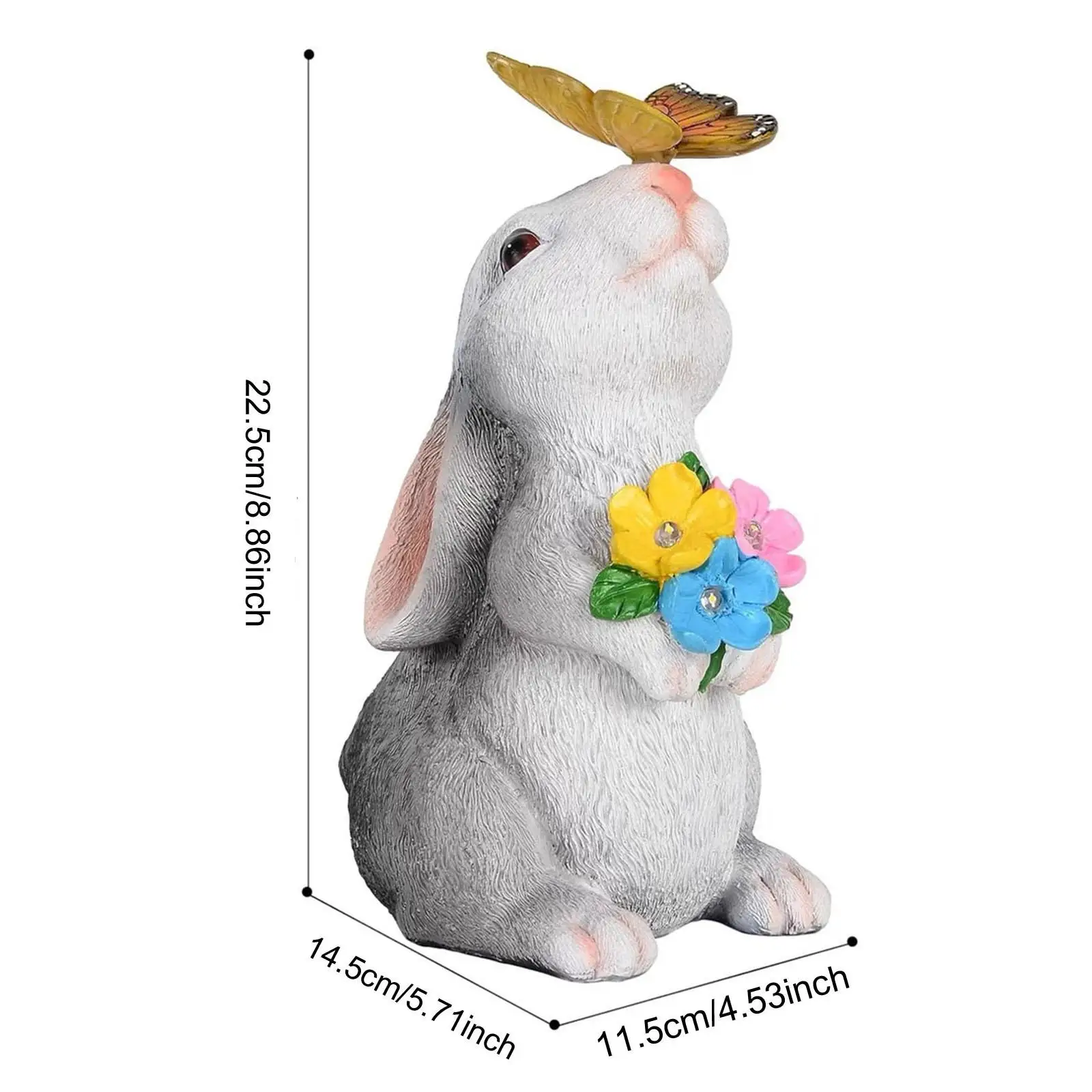 Garden Rabbit Statue Decorative Porch Luminous Entrances Lawn Flower Bed Adorable Farmhouse Pathway Resin Yard Decoration Decor