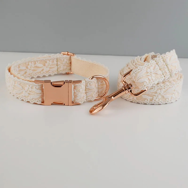 Lace Collar Free Engrave Dog Collar Leash Set For Medium Big  Pet Necklace Dog Wedding Accessories Female Dog Collars - imagen 4