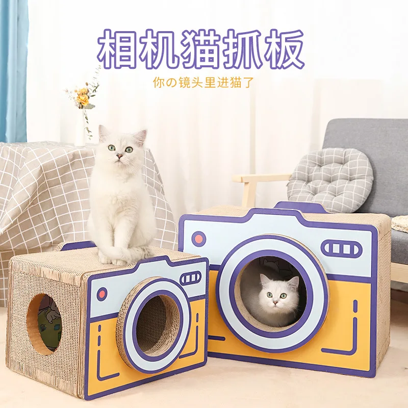 Rascador para gatos forma cámara – Cama resistente y casa interior - imagen 5