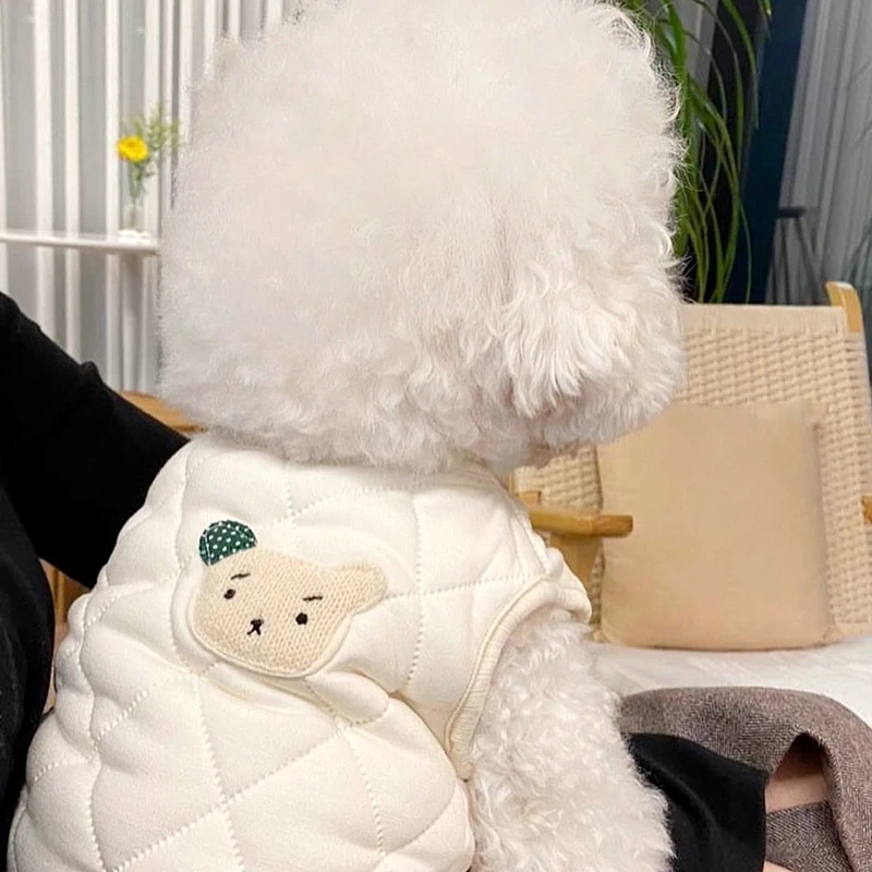 Bichon-ropa de algodón para perros y gatos, chaqueta gruesa y cálida de oso bonito para otoño e invierno, suministros para mascotas - imagen 4