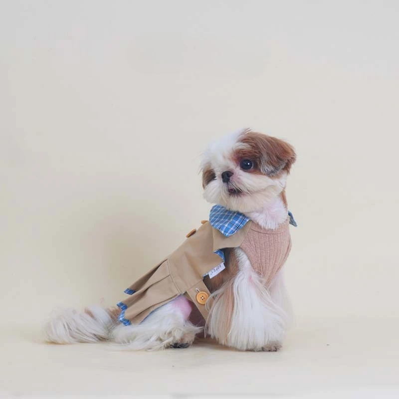 Vestido a cuadros de otoño/invierno para mascotas, bonito rompevientos Schnauzer, abrigo para perros pequeños, vestidos para perros pequeños, ropa para cachorros - imagen 4