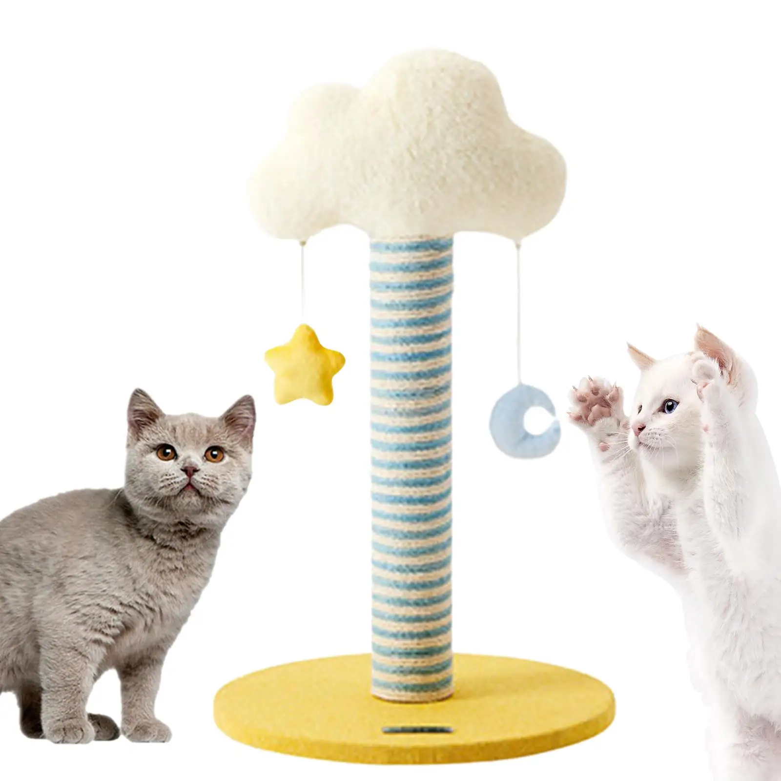 Cat Tree Cat Play Activity Cute Furniture Protector Cat Climbing Tower with Moon Stars Play Ball Toys for Kitty Activity Center