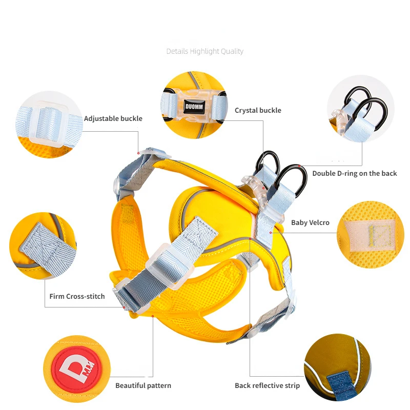 Meidum-Conjunto de chaleco y correa para mascotas en forma de X, arnés reflectante para perros pequeños, cachorros y gatos, malla transpirable, correas para el pecho para caminar - imagen 3
