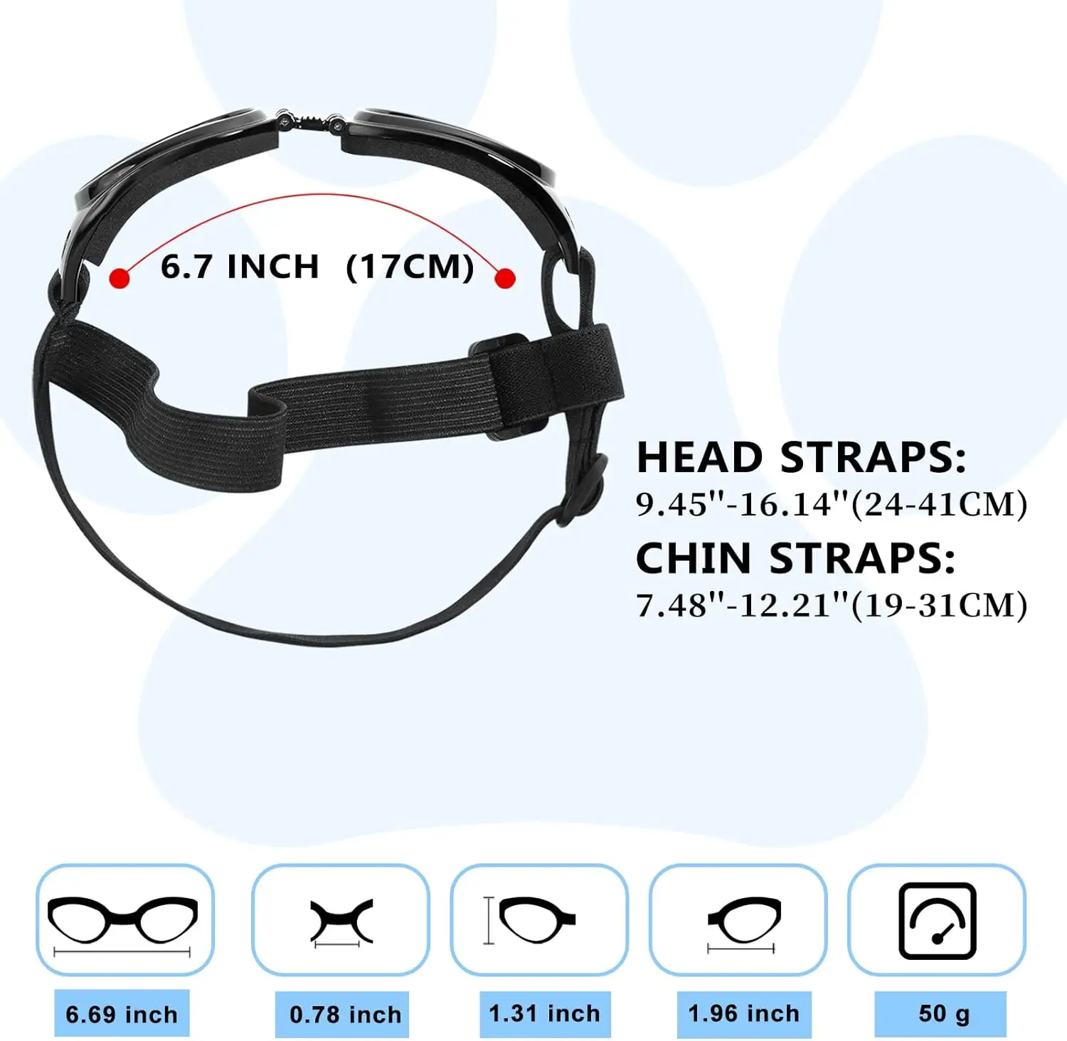 Gafas de sol para perros, gafas para perros medianos y grandes, protección contra la niebla y el viento, gafas para mascotas con correa ajustable para senderismo en coche - imagen 2