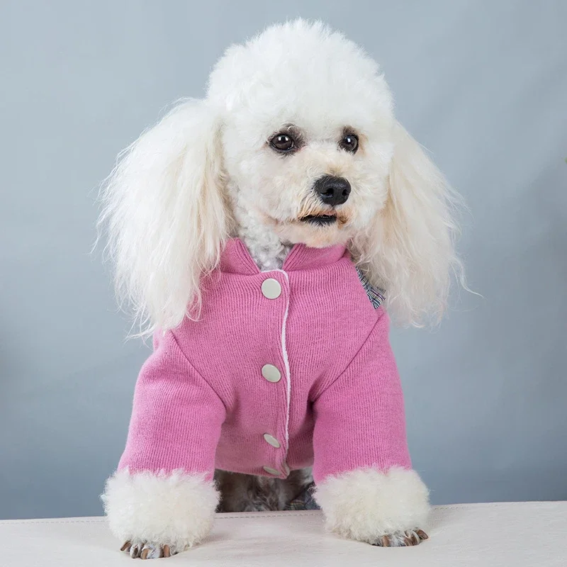 Mono a cuadros para perro, ropa gruesa de invierno para perros pequeños, ropa para cachorros, chaquetas para Chihuahua, disfraz de peluche para Caniche - imagen 2
