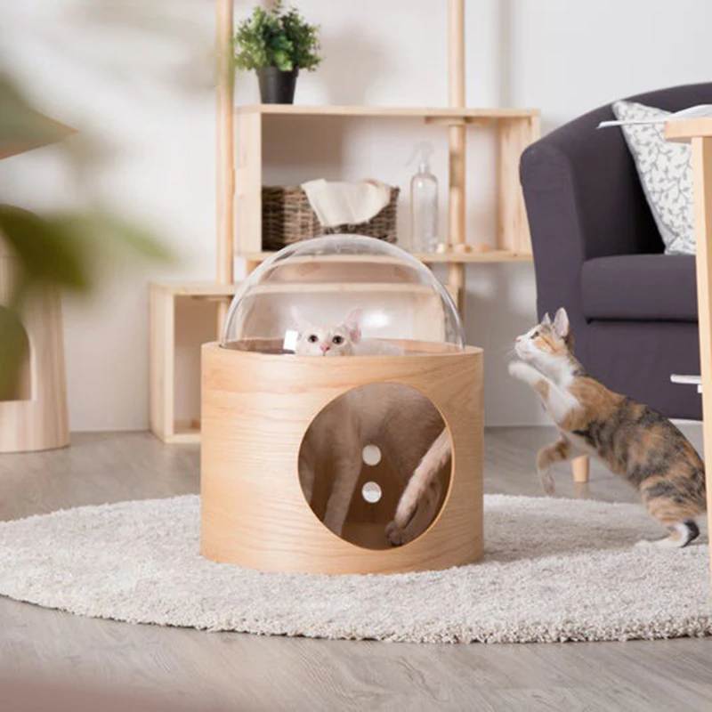 Árbol colgante de madera para gatos, rascador montado en la pared, nido transparente, escalada, rascador, juguete de entrenamiento para animales, productos para mascotas - imagen 2