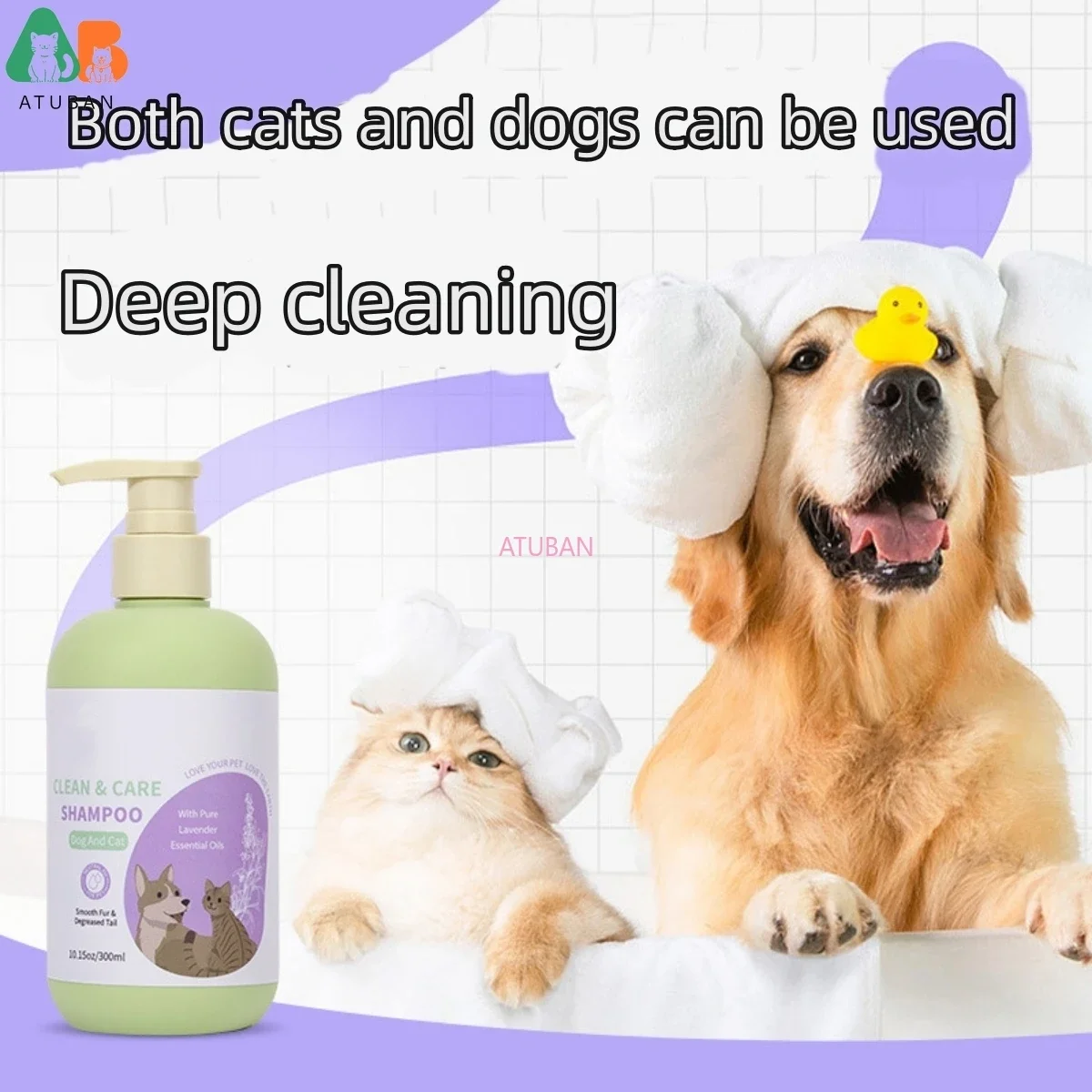 ATUBAN Dog Shampoo and Conditioner,Hypoallergenic Dog Shampoo for Smelly Dogs,Probiotic Pet Shampoo for Dogs,Royal Lavender - imagen 5