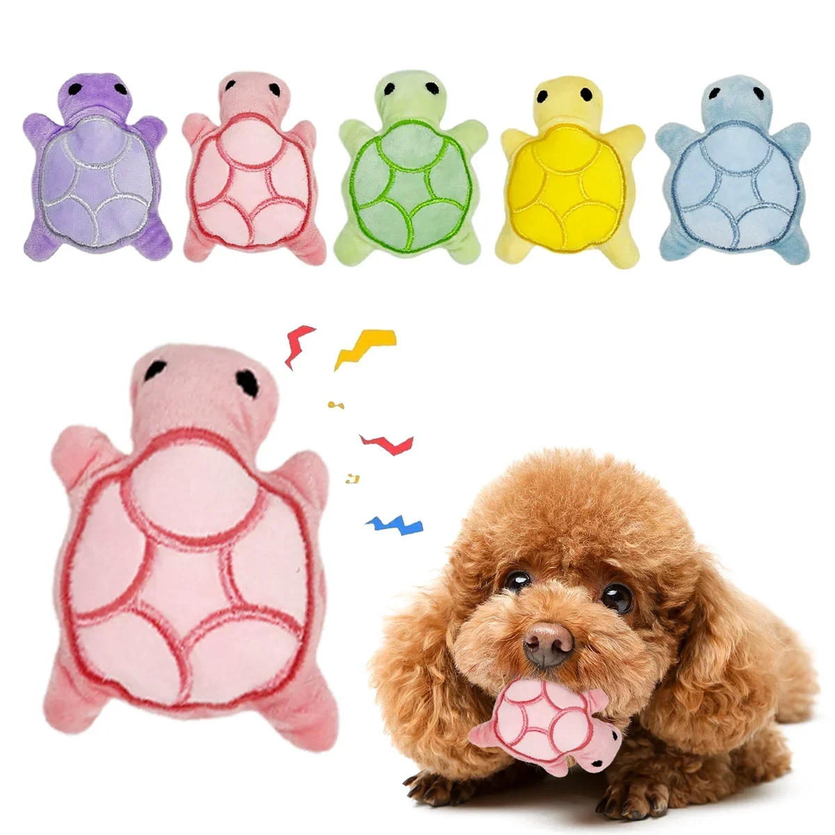 Muñeco de tortuga bonito relleno de algodón de dibujos animados, juguete para mascotas para perros, cinco colores disponibles, juguetes suaves de peluche para niños y amantes de los animales