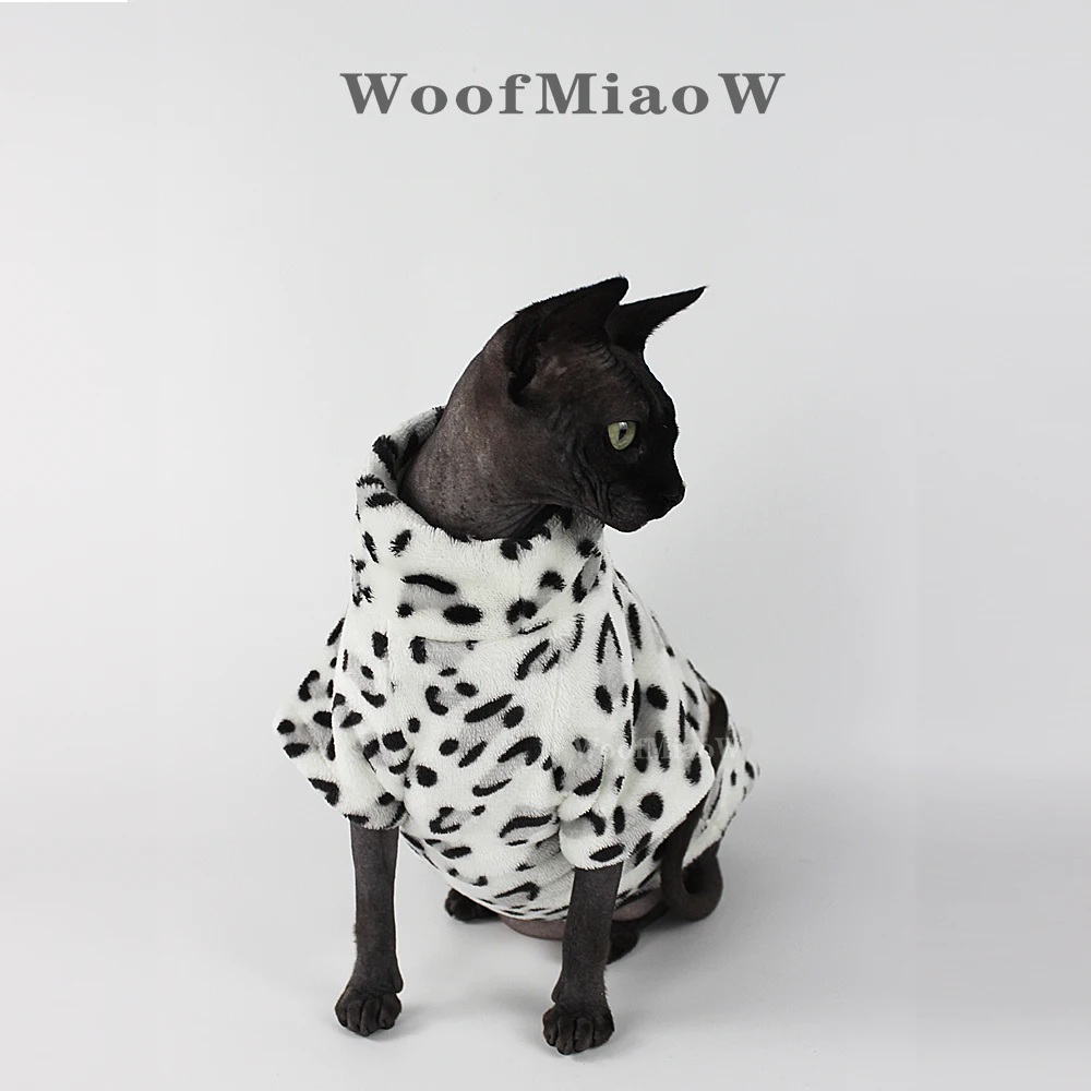Ropa para gatos con estampado de leopardo, moda de invierno, suave y cálida para gatos Sphynx, ropa cómoda y gruesa sin pelo para gatos y gatitos - imagen 2