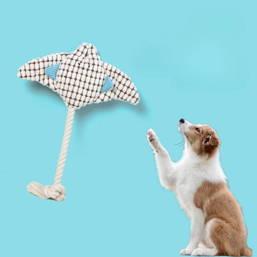 Juguetes oceánicos de peluche para mascotas, juguetes interactivos con sonido para masticar para perros, relleno de peluche, suministro para mascotas con chirrido - imagen 3