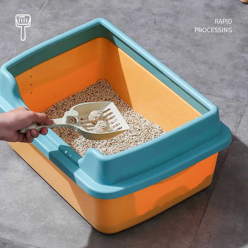 Caja de arena para gatos, inodoro semicerrado para mascotas, arenero limpio con pala gratis, casa para gatos transpirable, proveedores para gatos - imagen 4