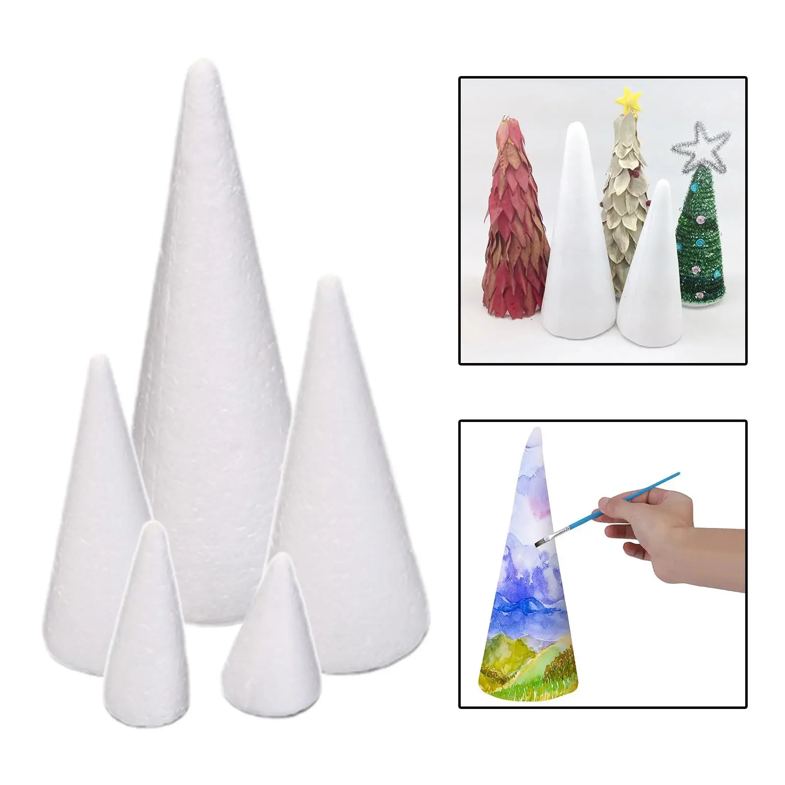 2x5 Uds conos de espuma para manualidades proyecto de árbol de Navidad para niños Festival infantil - imagen 3