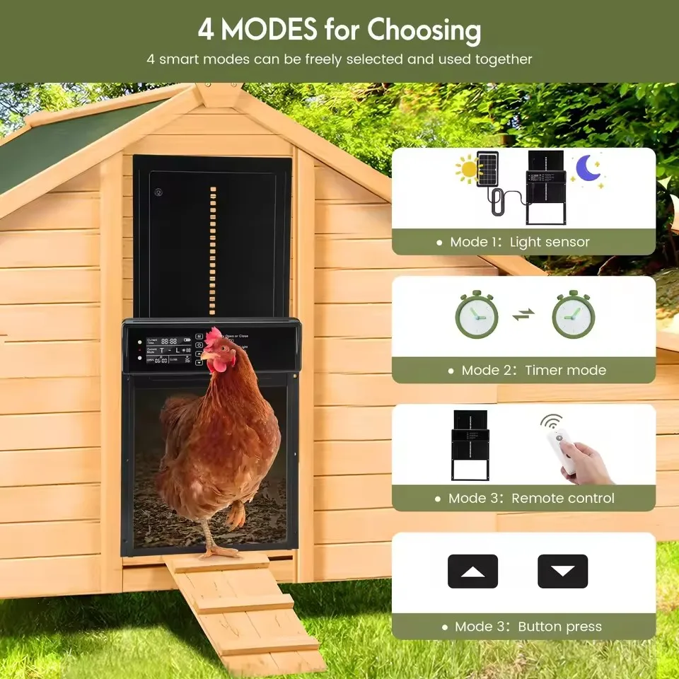 Puerta automática solar para gallinero con LCD y temporizador - imagen 3