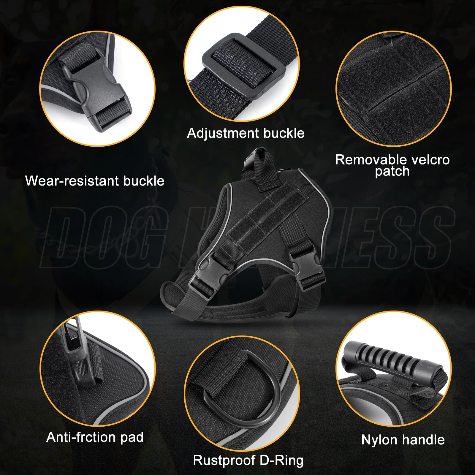 Arnés táctico para perros, chaleco de entrenamiento para mascotas Doberman Pinscher, arnés para perros pequeños, medianos y grandes a prueba de explosiones - imagen 3