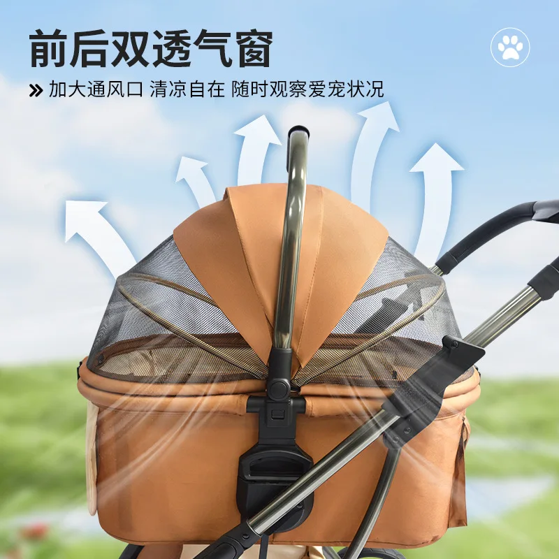 Cochecitos de lujo para mascotas con vista alta, cochecitos para perros, suministros para mascotas para gatos al aire libre, medianos y pequeños separados - imagen 3
