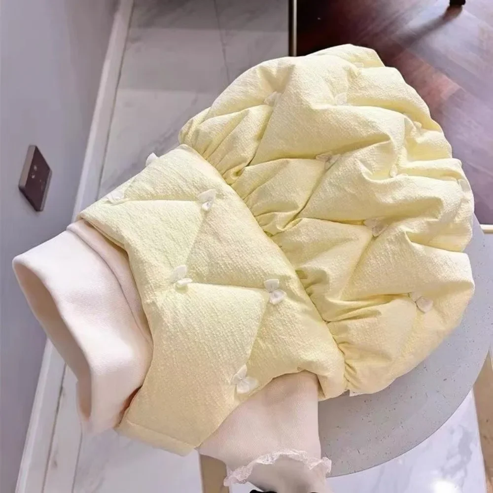 Abrigo de Color helado para mascotas Otoño Invierno añadido terciopelo y algodón lazo de mariposa falda esponjosa oso de peluche chaleco para gato accesorios para perros ca - imagen 3