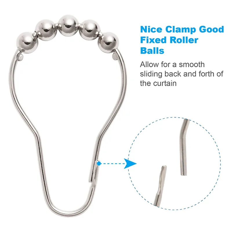6 uds/12 Uds. Anillo de gancho para cortina de ducha a prueba de herrumbre adecuado para barra de ducha de baño gancho de ducha anillos para cortina de ducha - imagen 4