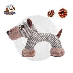 Divertido perro de dibujos animados con sonido de chirrido, juguete de peluche para perro, juguete de entrenamiento calmante con dientes Molar, juguetes para cachorros y gatos, suministros de entrenamiento interactivos