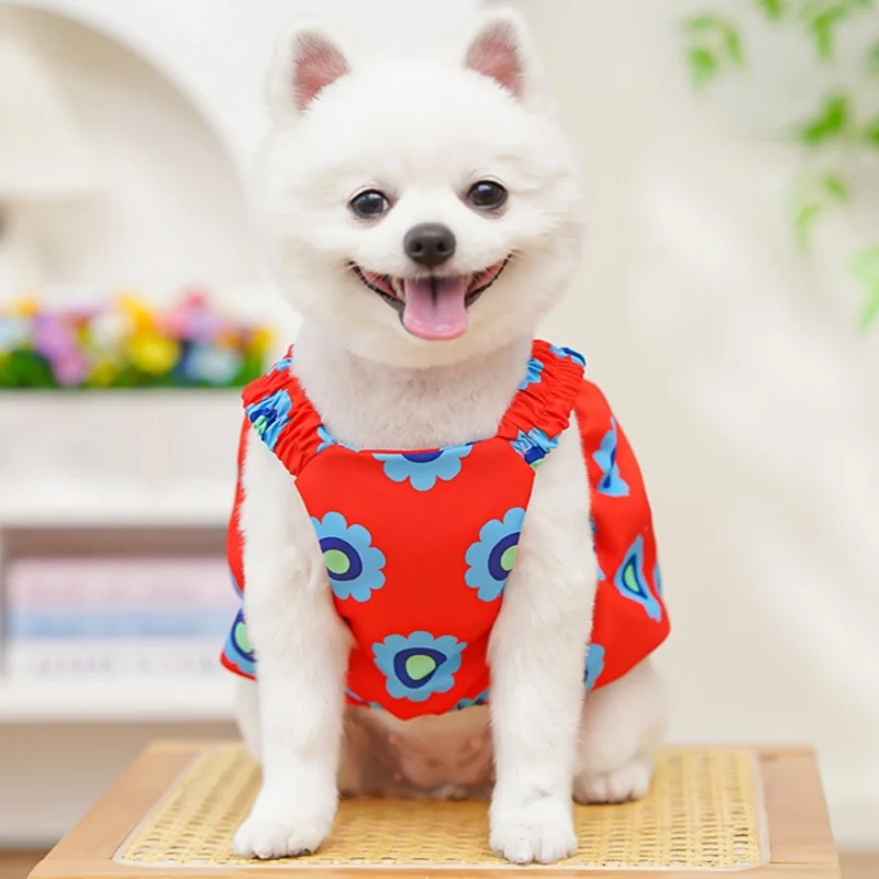 Vestido de moda para perros, ropa de verano para perros, falda de princesa con estampado de flores para cachorros, vestido con tirantes para gatos, falda de boda para mascotas, disfraces para perros - imagen 4