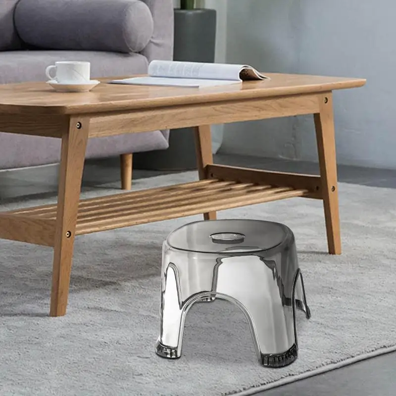 Taburete transparente antideslizante para baño, Banco de plástico grueso para cambio de zapatos, multiusos - imagen 3