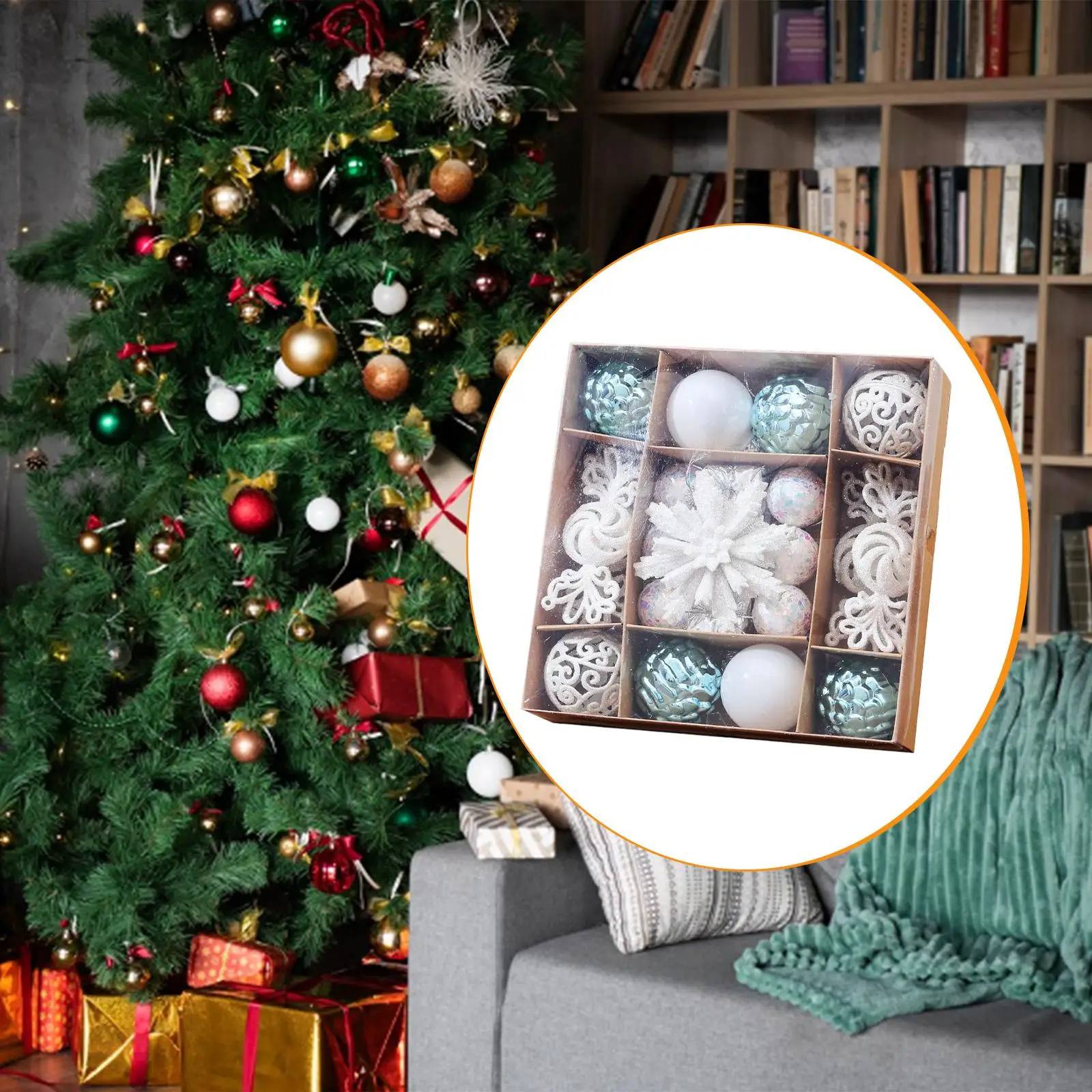 Christmas Ball Ornaments Set Portable Xmas Tree Decor Pendants Xmas Baubles for Home Shopping Mall Halloween Weddings Restaurant