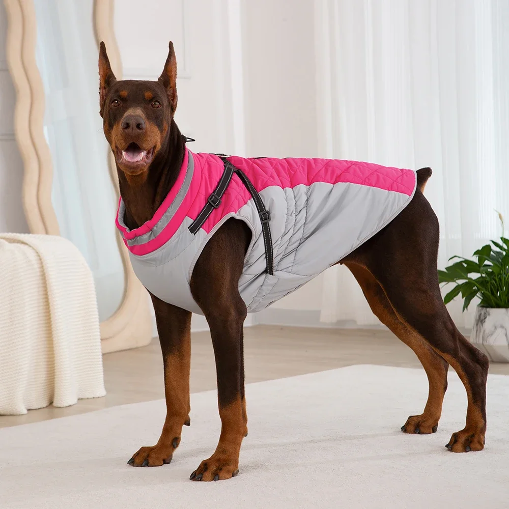 Chaqueta impermeable para mascotas con arnés, ropa cálida de invierno para perros pequeños y grandes, abrigo Labrador, trajes de Bulldog Francés Chihuahua - imagen 3