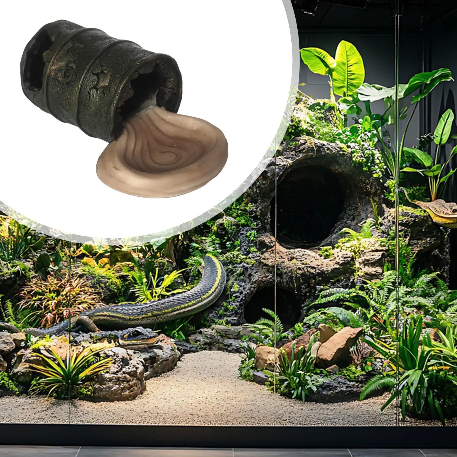 Esconderijo para pecera, decoración de terrario para mascotas, cubo, simulación de reptiles, accesorios para tanque de lavabo de agua para lagartos pequeños, tortugas