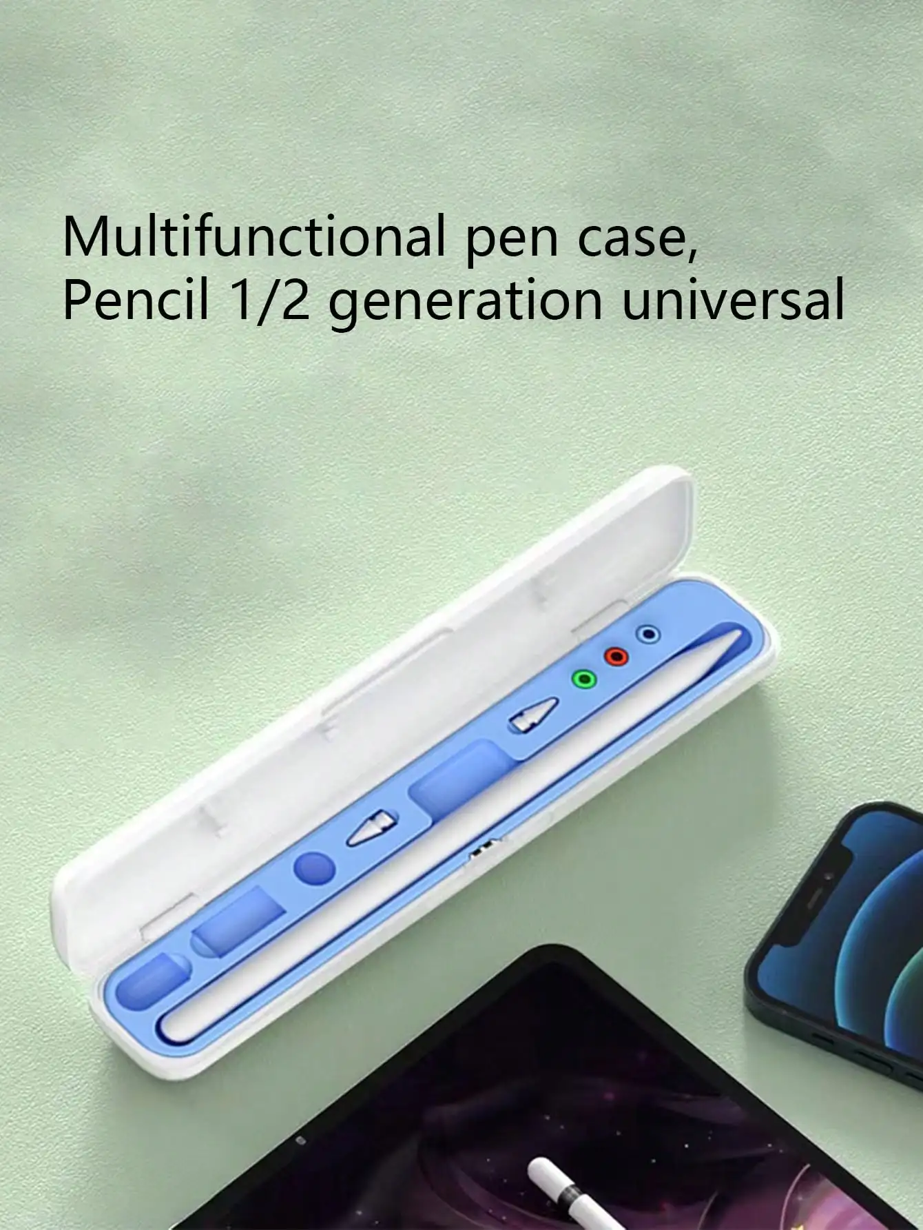 Aplicable a Apple Pencil Estuche de almacenamiento de 1.a/2a generación, cubierta protectora de lápiz capacitivo con cubierta de punta y organizador de adaptador - imagen 5