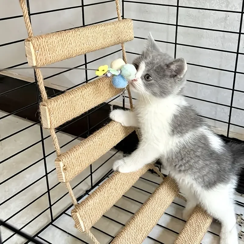 Nido y perca para gatito montado en la pared, cuerda para rascar para garras de gato, muebles rascador para gatos, estantes de escalada para gatos - imagen 2