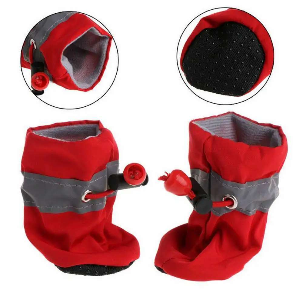 Zapatos impermeables para perros pequeños y medianos, botas cálidas para perros con parte inferior de felpa suave antideslizante para invierno, zapatos para cachorros de peluche Chihuahua - imagen 3