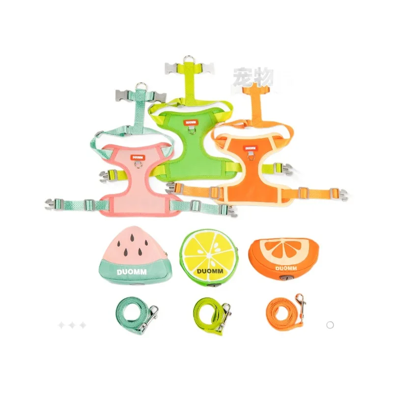 Mochila para mascotas con diseño de frutas, correa para caminar para perros y cachorros pequeños, suministros para mascotas