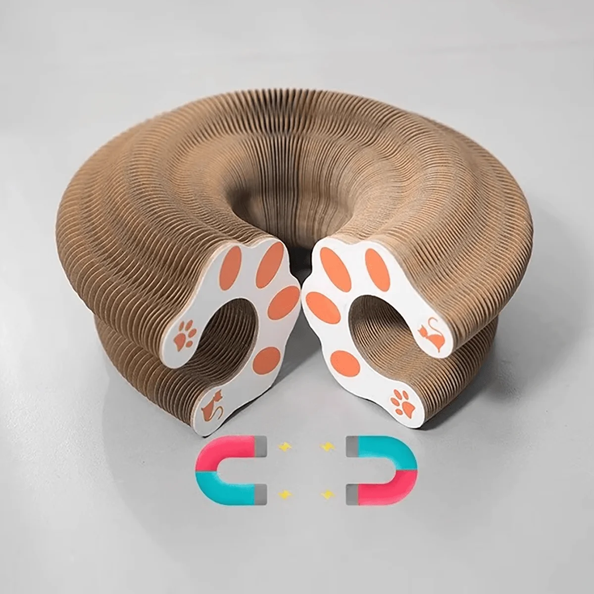 Rascador plegable para gatos con campana y hierba gatera, juguete de cartón multinivel para gatitos, sacapuntas de garra duradero - imagen 5