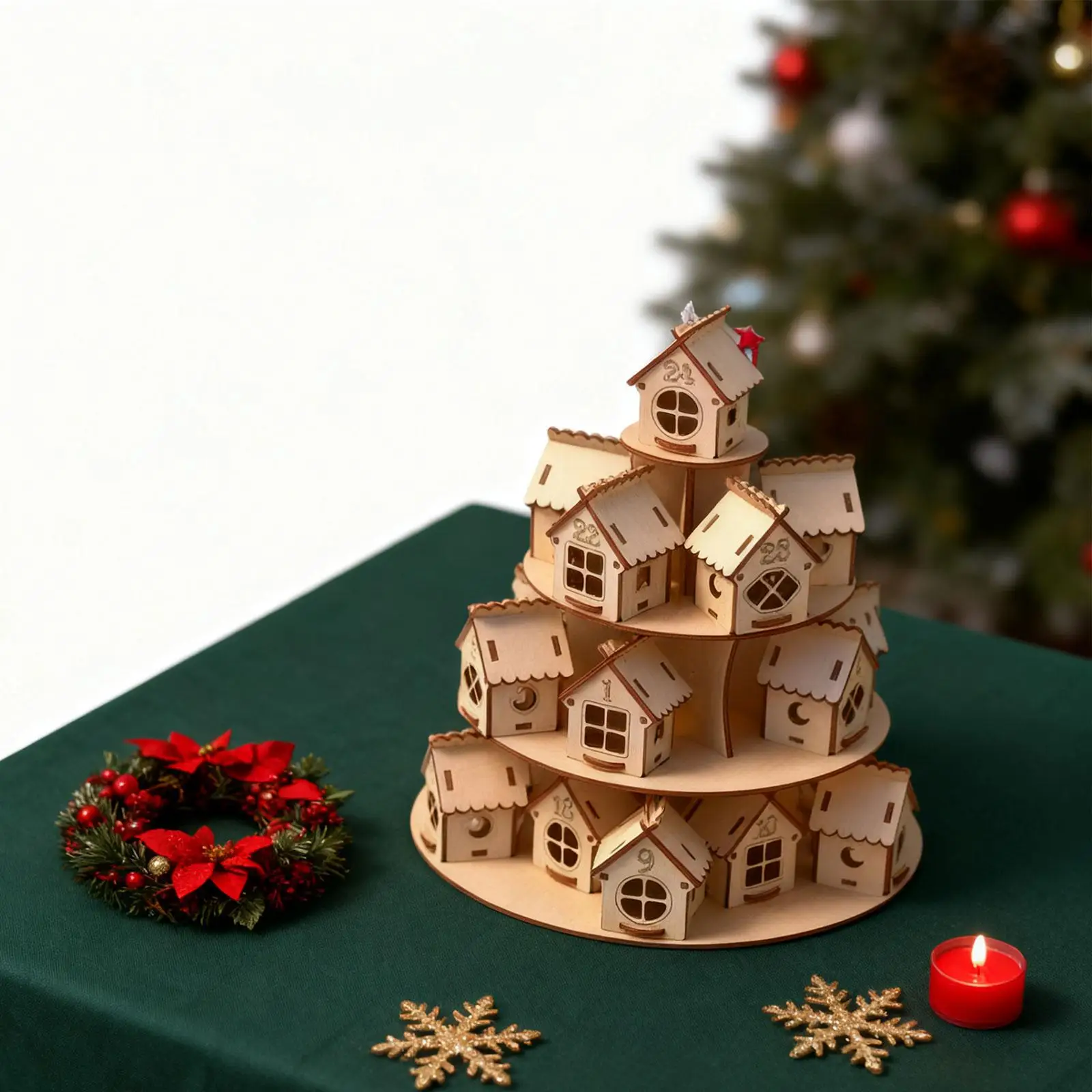 Calendario de Adviento de 24 días, decoración navideña, casa de madera para vacaciones, Navidad, Año Nuevo - imagen 4
