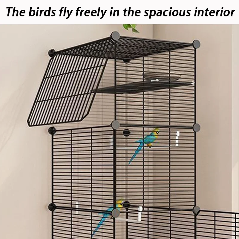 Jaulas para pájaros de interior DIY, jaulas grandes de Metal y hierro para pájaros, divisor para loros, Villa de tordo, jaula de lujo para pájaros, alimentos antisalpicaduras, suministros para mascotas - imagen 5