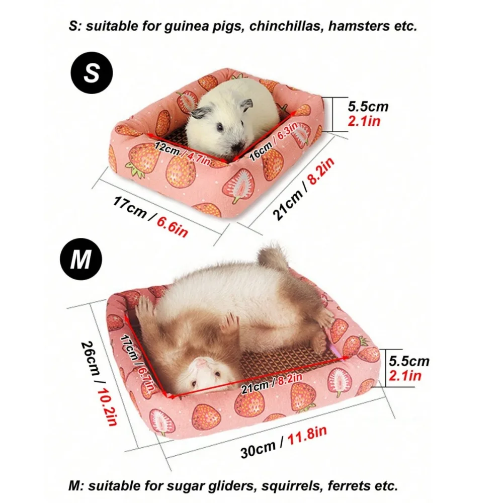 Estera rectangular con estampado para dormir, tapete de ratán para mascotas, animales pequeños, perros, gatos, conejos, ardilla, conejillo de indias, hámster, todas las estaciones - imagen 2