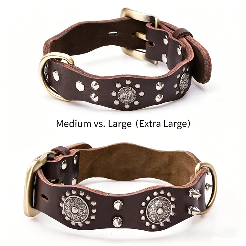 Collar de cuero con púas resistente para perros medianos y grandes - imagen 5