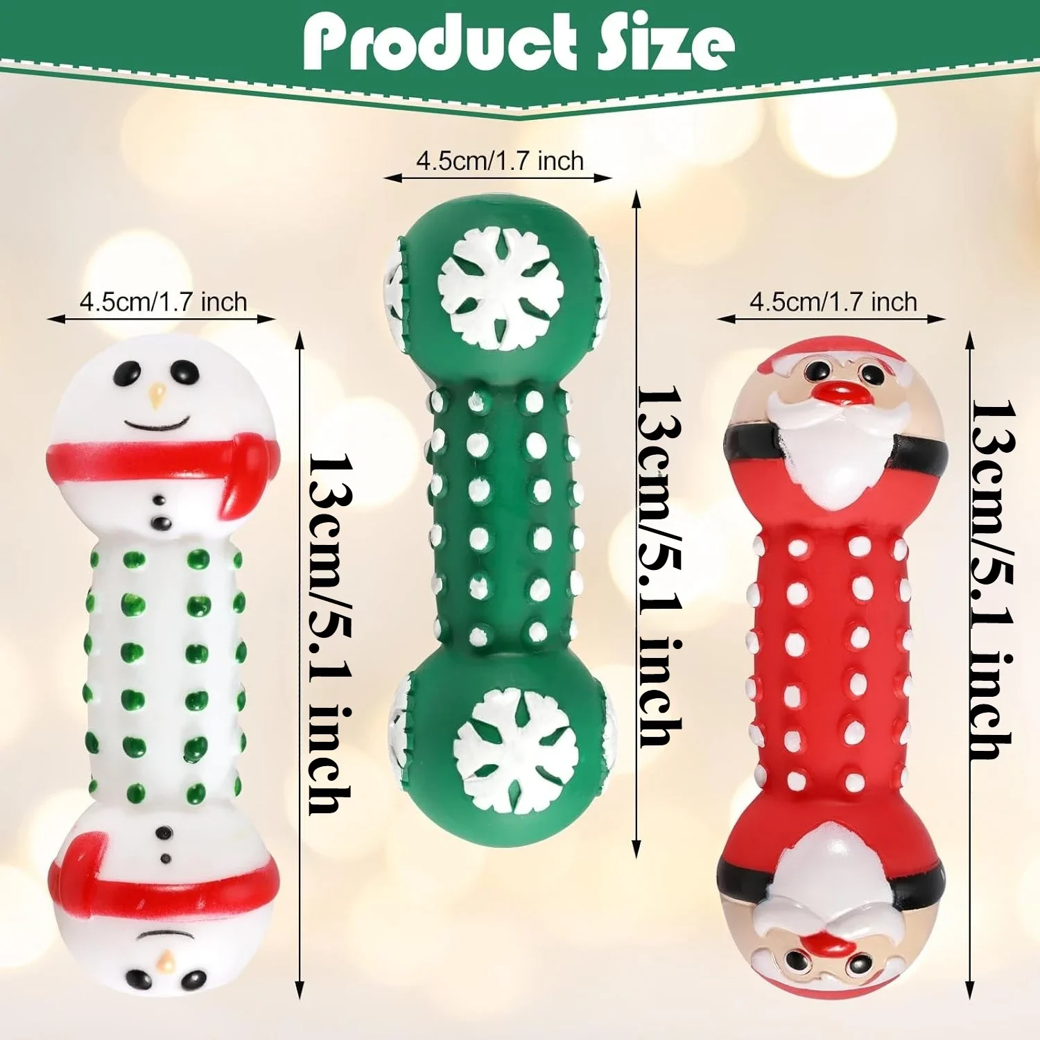 Juguetes para masticar de Navidad para perros, juguete chirriante de látex, divertidos juguetes interactivos para perros para Navidad, cachorro pequeño y mediano, muñeco de nieve para mascotas, Papá Noel - imagen 2